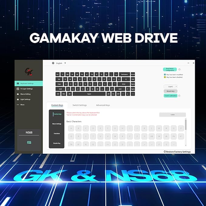GK GAMAKAY x NaughShark NS68 Hall Effect Rapid Trigger Wireless Gaming Keyboard Bluetooth/USB-C/2.4GHz 8KHz Polling Rate 0.01mm RTOutemu Peach Crystal Magnetic Switch Keyboard (Black-Side Printed)