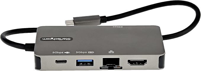 StarTech.com USB-C Multiport Adapter - USB-C to 4K 30Hz HDMI or 1080p VGA - USB Type-C Mini Dock w/ 100W Power Delivery Passthrough 3-Port USB Hub 5Gbps GbE - 12 (30cm) Attached Cable (DKT30CHVPD2)