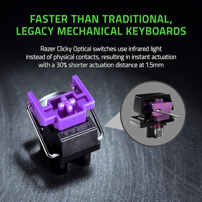 Razer Huntsman Mini 60 Percent Wired Optical Clicky Switch Gaming Keyboard with Chroma RGB Backlighting PBT Keycaps Mechanical Keyboards for PC Gaming Computer Mercury White (Renewed)