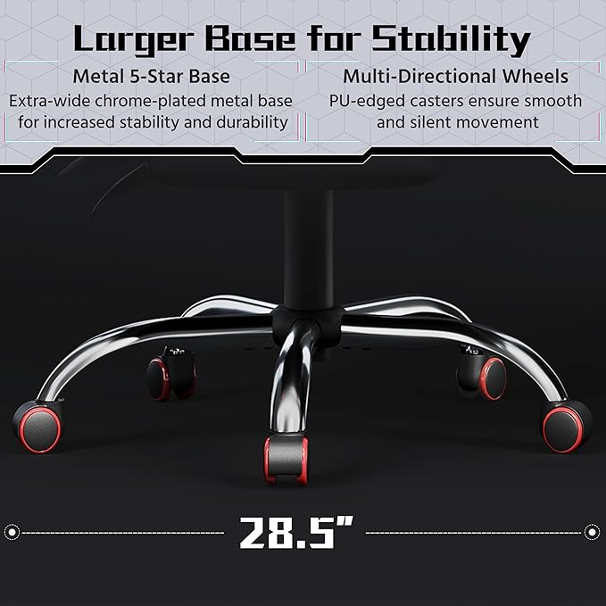 Yaheetech Gaming Chair Computer Office Chair with Headrest and Massage Lumbar Support Height Adjustable Ergonomic Chairs with Swivel Seat Black/Red