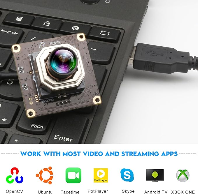 USB Camera Module 4K Autofocus Webcam 1080P@120fps High Speed Low Light 12MP Wide Angle No Distortion Lightburn PC Cam for Industrial Inspection Altimeter Microscope 3D Printer