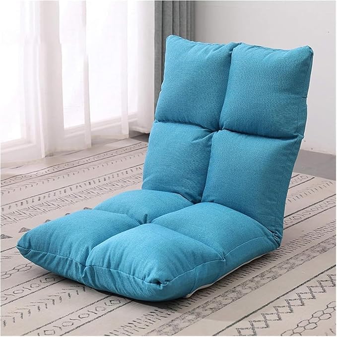 ELEFOCUS Folding Sofa Chair Folding Floor Chair 5 Gears Adjustable Leisure Meditation Chair with Backrest for Living Room(Dark Blue)