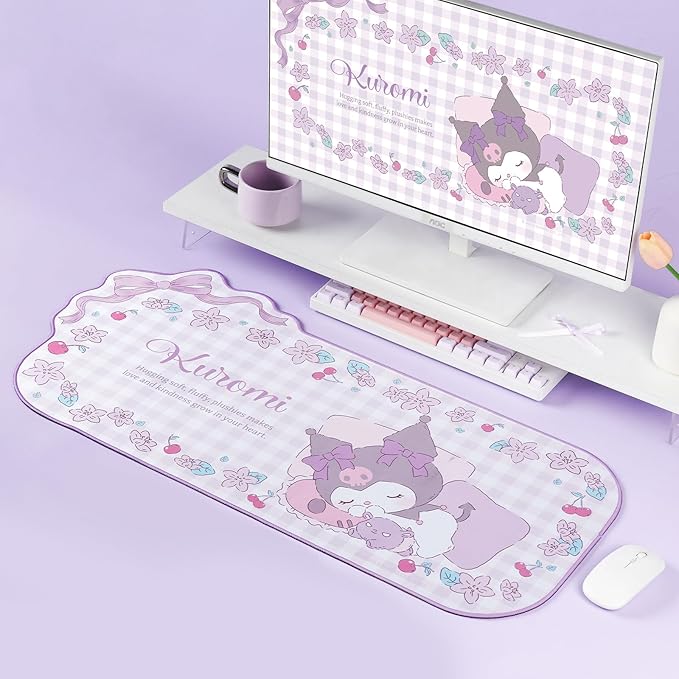 Kawaii Anime Mouse PadNon-Slip Waterproof Desk Mat for KeyboardDurable Large Extended Gaming Mouse Pad with Bowknot Edge for Office Gaming - KLM Flower Dream