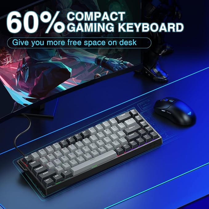 AULA WIN68 HE PRO - Hall Effect Gaming Keyboard with Magnetic Switch Fast Trigger Mode Adjustable Actuation 8KHz Polling Rate Wired RGB Backlit Mechanical Gaming Keyboard 60 Percent Compact Design