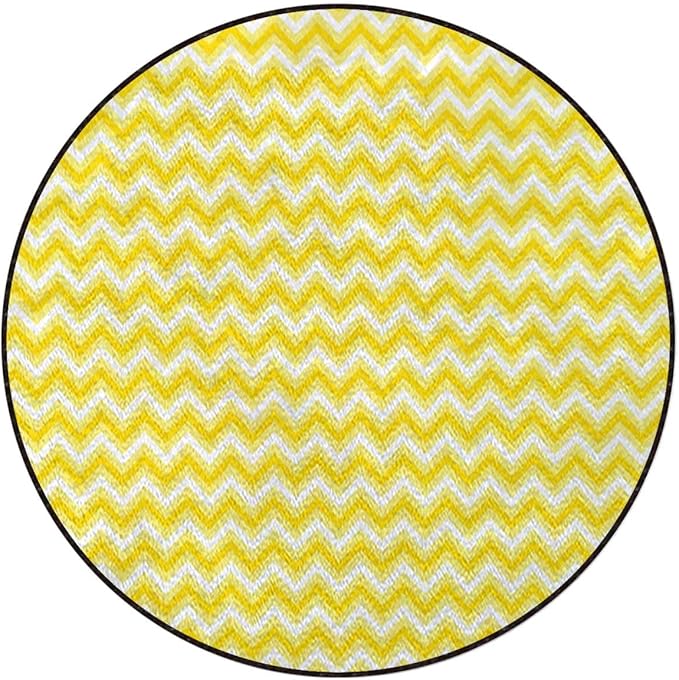 Yellow and White Gaming Chair Mat Round Floor Mats for Office Chair Computer Gaming Desk Mat for Rolling Chair Non-Slip Gaming Rug Summer Background Wave Pattern Diameter 35.4 in