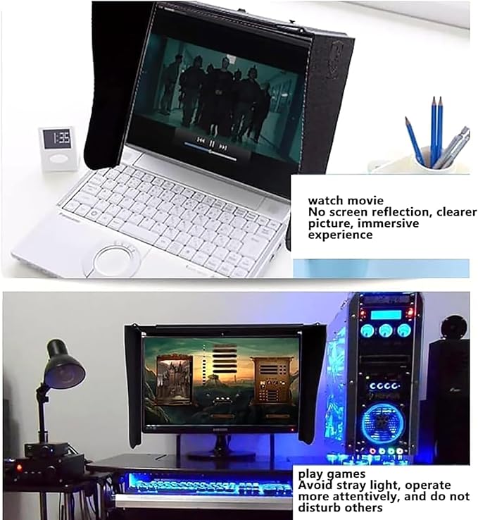 Desktop Computer Screen Hood Foldable Anti-Glare Monitor HoodAll-Sides Coverage Sun Shade &amp Provides Privacy and Protection Fits Virtually All 17 to 27 Desktop Computer