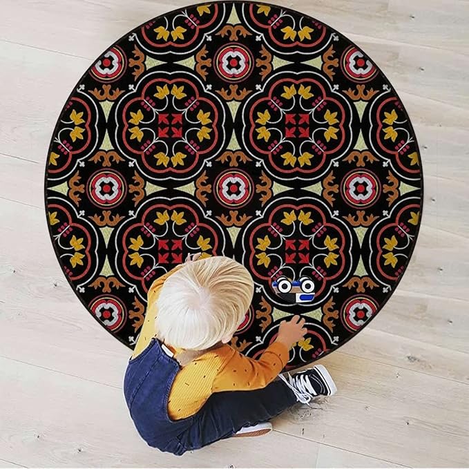 African Protectors Mats Desk Chair Mat for Rolling Chair Anti-Slip Computer Chair Mat Low Pile Carpet Mats for Home Office African Style Stripes in Diamond PatternMulticolor Diameter 43.3 in