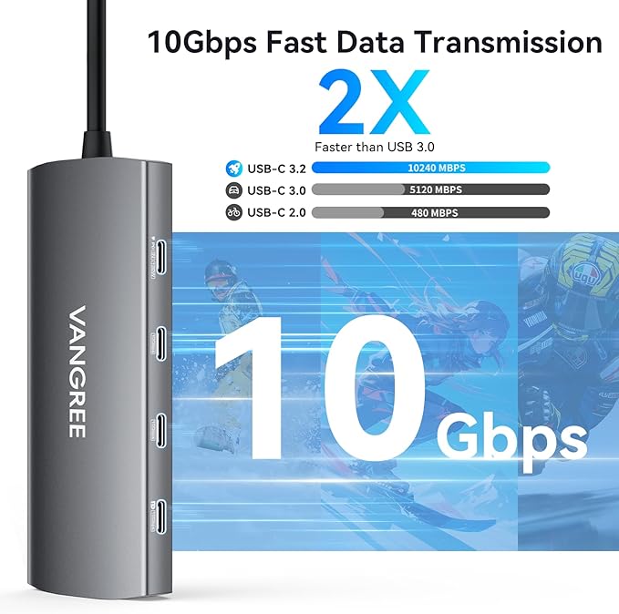 USB C Video Output Hub 3 USB-C &amp 2 USB-A 3.2 10Gbps Ports 4K@60Hz HDMI 100W PD SD/TF USBC Splitter Dual Monitor Adapter for MacBook Pro/Air iMac iPad Pro XPS Surface Galaxy S22Samsung D