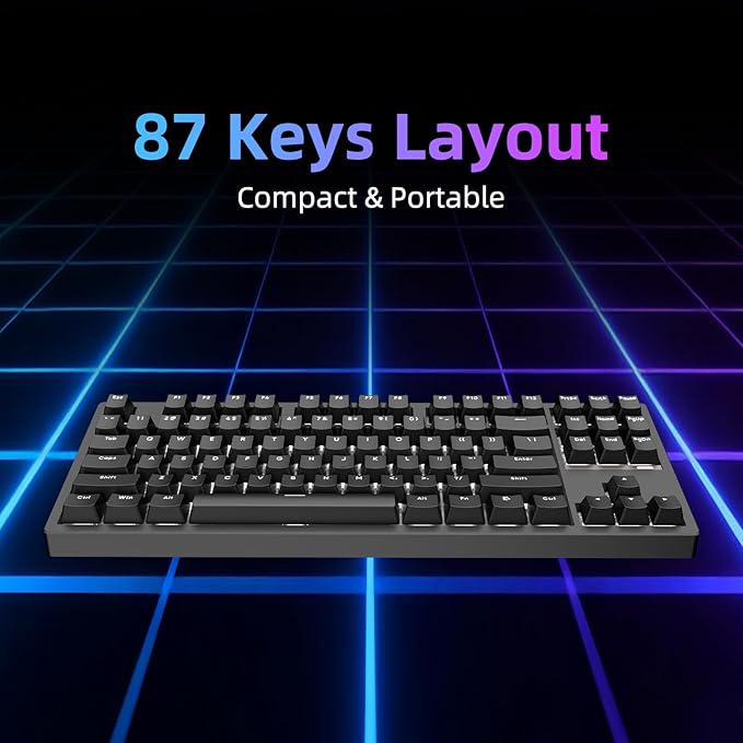 FE87 V2 Wired TKL Layout Mechanical Keyboard Support SODC Gasket Structure Hot Swappable Gaming Keyboard (Black/Twilight Smoke Switch)