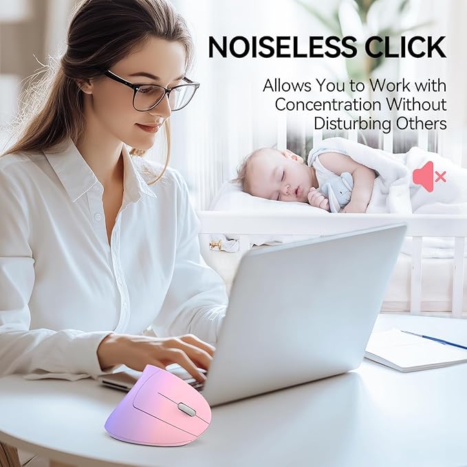 TECKNET Ergonomic Mouse Wireless Bluetooth Vertical Mouse 4800 DPI Optical Tracking 6 Adjustable DPI Quiet Clicks 2.4GHz with USB A Receiver 12 Months Battery 6 Buttons Wide Compatibility