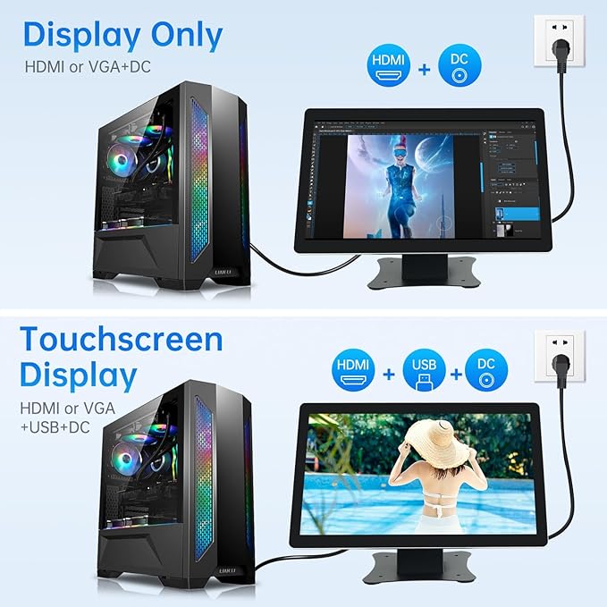 17.3-inch POS Touchscreen Monitor with Stand16:9 Display 1920 x 1080PBuilt-in SpeakersHD-MIVGAUSB PortsSuitable for Restaurant RetailBar &amp Small Business