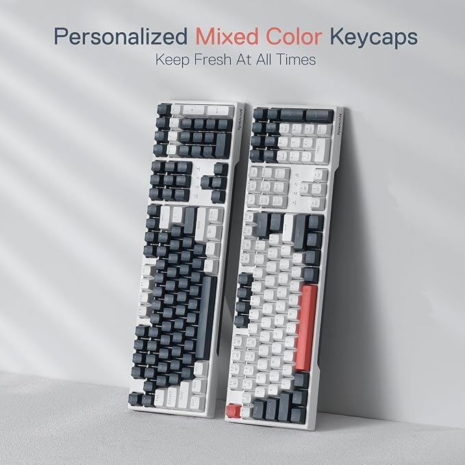 Redragon K668 RGB Gaming Keyboard 108 Keys Wired Mechanical Keyboard w/Extra 4 Hotkeys Sound Absorbing Foams Upgraded Hot-swappable Socket Mixed Color Keycaps x 2 Sets Red Switch