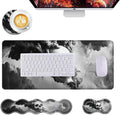 Mouse PadLarge Desk Mat Set 4in1 XL Mousepad + Keyboard Wrist Rest+Mouse Wrist Rest+Coaster with Ergonomic Desk Pad for Home Office Table Computer Cover -Smoky Skull Art