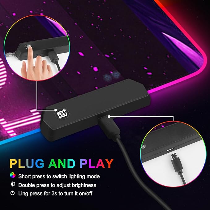 ARTSO Large RGB Gaming Mouse Pad Purple Extended Soft Led Mouse Pad with 14 Lighting Modes Water Resist Keyboard Pad Non-Slip Rubber Base Computer Mousepads Mat 35.4x15.7inchPurple Neon Sign
