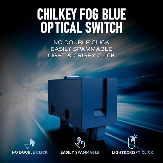 Chilkey Wireless Mouse Glacier LW 8K M Gaming Mouse with OLED Screen 8K Polling Rate 30000 DPI Optical Tracking 750 IPS Bluetooth 5.2/2.4G/USB-C 49g Super Lightweight 100 Million Clicks