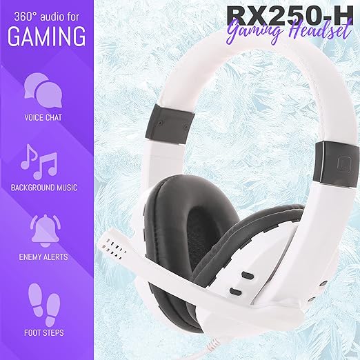 Gaming Keyboard and Mouse and Gaming Headset &amp Mouse Pad Wired LED RGB Backlight Bundle for PC Gamers Users - 4 in 1 White Edition Hornet RX-250