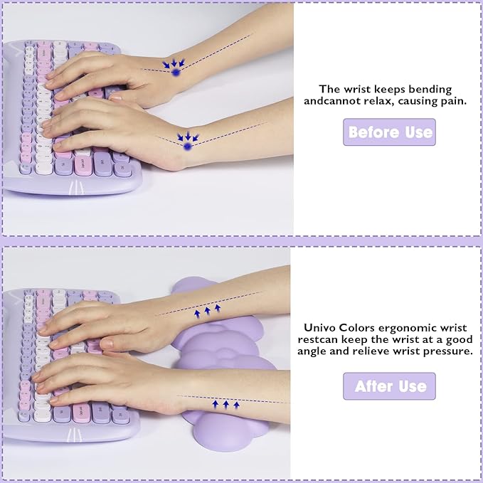 Gaming Keyboard Wrist Rest PadMemory Foam Palm Rest Ergonomic Hand RestWrist for Computer KeyboardLaptopMacLightweight Easy Typing Pain Relief-Purple