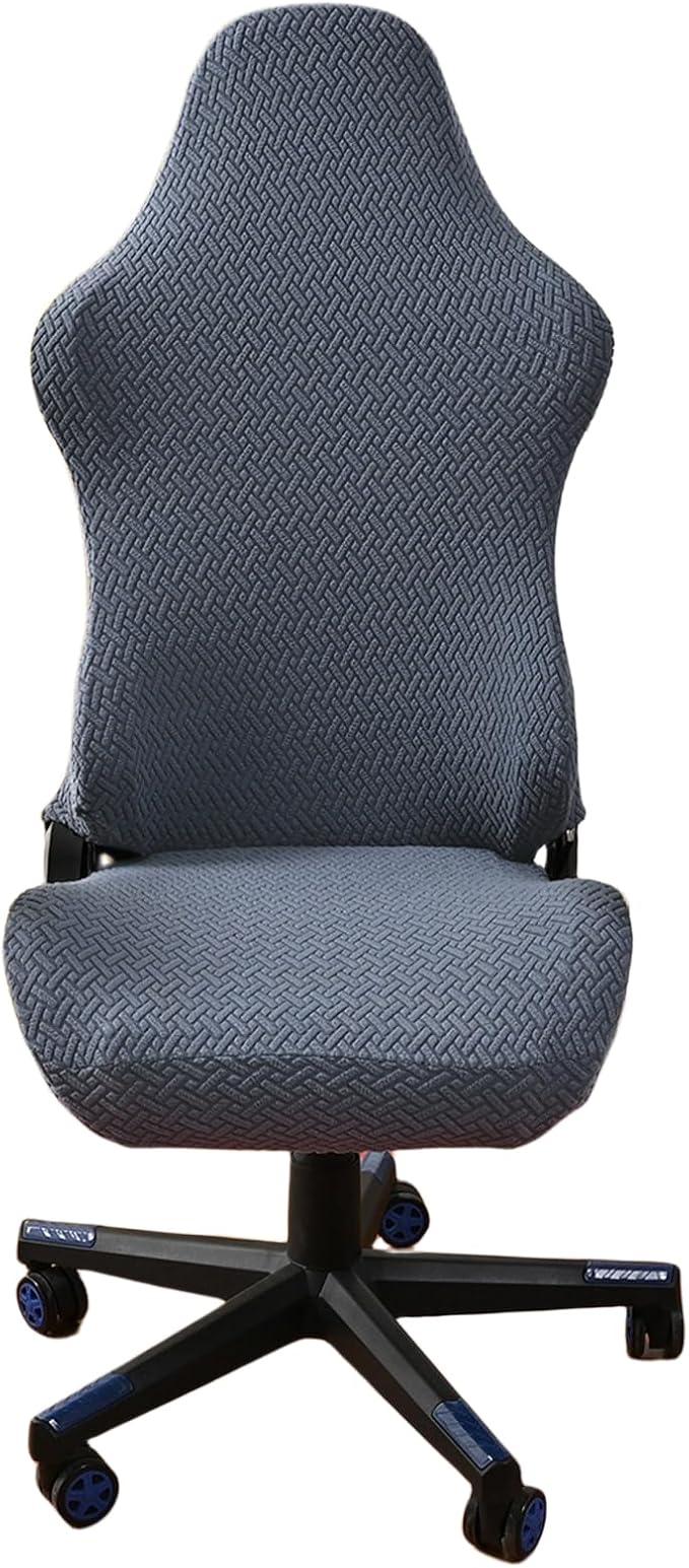 OQHAIR Stretchable Gaming Chair Cover - Washable Removable Water Resistant Ergonomic Reclining Racing Style - Dark Gray