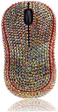 Brand Luxury Bling Dazzle Jeweled Rhinestone Crystal Wireless Mouse for Computers and Laptops Office - Gold Colorful