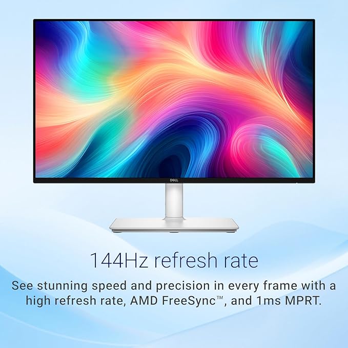 Dell 24 inch Monitor LED FHD - 144Hz Refresh Rate 1500:1 Contrast Ratio AMD FreeSync - VESA Integrated 2x3W Speaker Height/Tilt/Pivot/Swivel Adjustability 2 x HDMI White