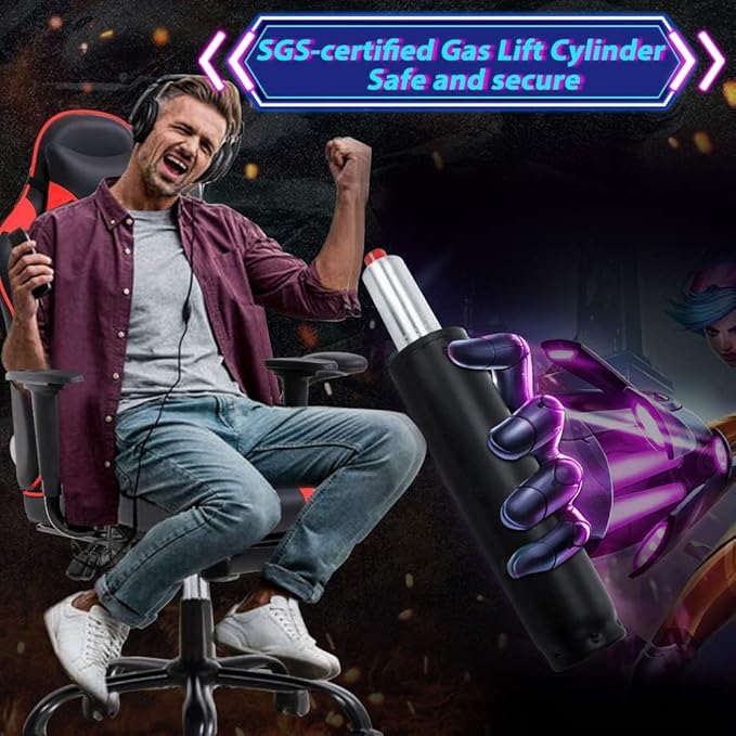 Gaming Chair With Footrest and Massage Lumbar Support Height Adjustable High Back Reclining Computer Chair for Adults - 360-Swivel Red