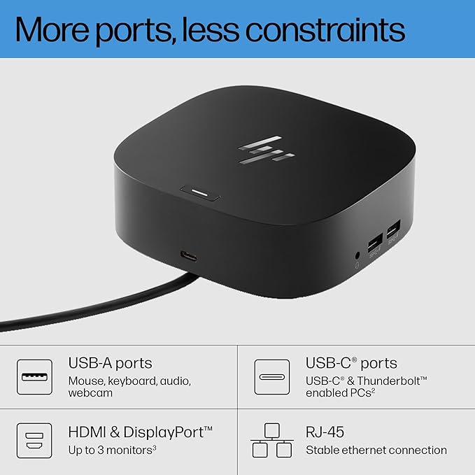 HP USB-C Dock G5-11-in-1 Adapter for Both USB-C and Thunderbolt-Enabled Laptops PCs &amp Notebooks - for Charging Networking or Data Transfers - Great for Secure &amp Remote ManagementBlack