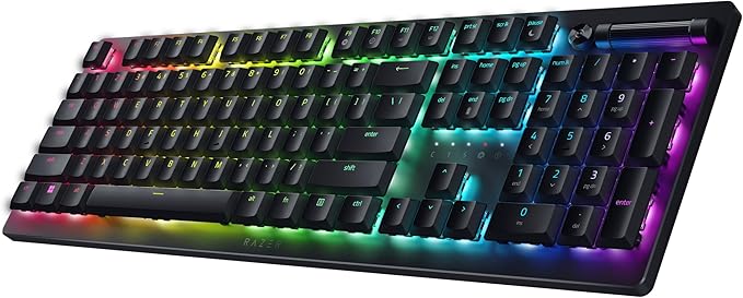 Razer DeathStalker V2 Pro Wireless Gaming Keyboard: Low-Profile Optical Switches - Linear Red - Hyperspeed Wireless &amp Bluetooth 5.0-40 Hr Battery - Ultra-Durable Coated Keycaps - Chroma RGB (Renew