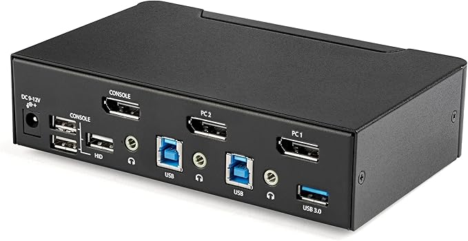 StarTech.com 2 Port DisplayPort KVM Switch - 4K 60Hz - Single Display - Dual Port UHD DP 1.2 USB KVM Switch with Integrated USB 3.0 Hub &amp Audio-Dell HP Apple Lenovo-TAA Compliant (SV231DPU34K) Bl