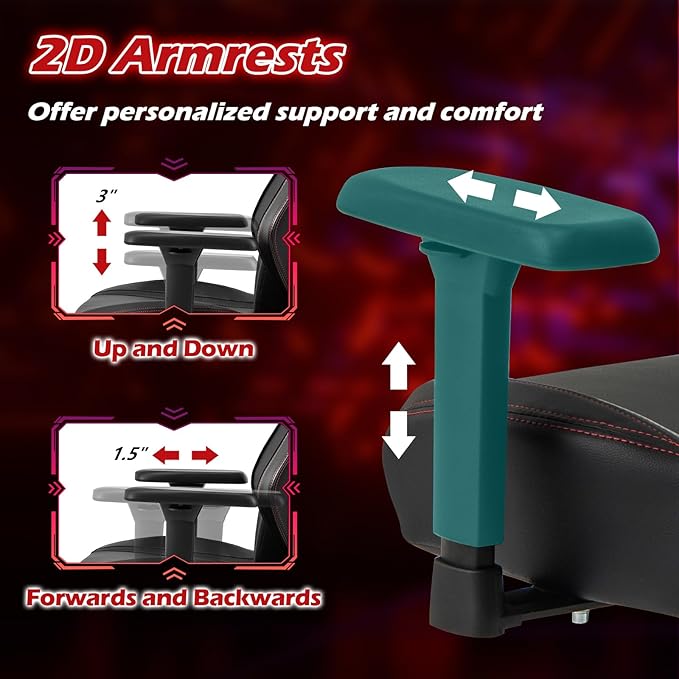 Giantex Gaming Chair Video Game Chair with Magnetic Headrest &amp Lumbar Support Ergonomic Computer Chair w/Rocking Function &amp 2D Armrests Height Adjustable Swivel Task Chair Black