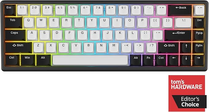 ARBITER Polar 65 -CNC Magnetic Gaming Keyboard w Rapid Trigger Hall Effect Switches CNC Aluminum Frame Rapid Trigger 65% Compact Bright RGB Dual-Shot PBT Keycaps - Black Panda