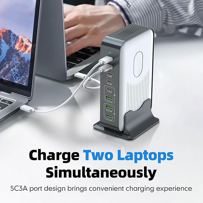 8 Ports USB C Fast Charger Block Chagring Station Dual 100W PD PPS HUB for Multiple Devices Laptop Adapter Compatible with MacBook Pro/Air iPad iPhone Pro Max