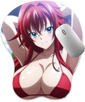 3D Mouse Pad Oppai Mousepad with Soft Gel Wrist Rest Anime Manga Gaming Boob pad Anti-Slip Mouse Mat （Rias）