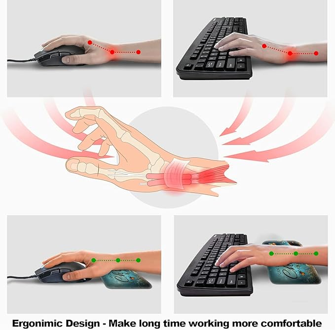 Ergonomic Desk Pad Mat &amp Keyboard Wrist Rest Set 3-in-1 Office Mouse Pad with Memory Foam Support Non-Slip Computer Blotter for Home Gaming &amp Writing 23.6 x 11.8 Butterfly Bible 4-13