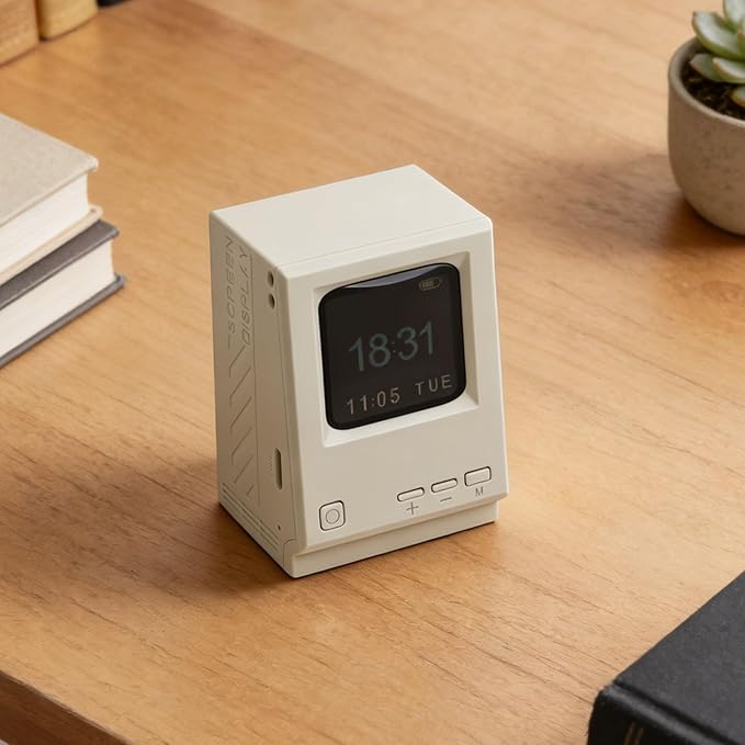 Yosoo Retro Computer Speaker Clock Portable Mini Speaker with USB Charging and Digital Clock Display for Desktop and Outdoor Use