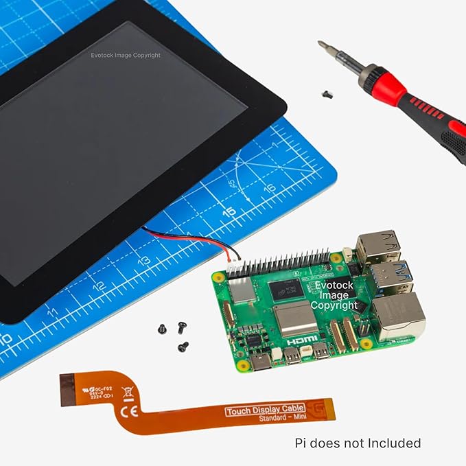 Pi Touch Display 2 Late 2024 Release - 7 HD Touchscreen 720x1280 5-Finger Capacitive Touch Anti-Glare Compatible with All Pi Models Except Zero and Pico Includes Free Screen Protector