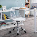 Adjustable Office Computer Chair with Armrest Plastic Office Chairs Home White Simple Furniture Transparent Gaming Chair Swivel Computer(White)