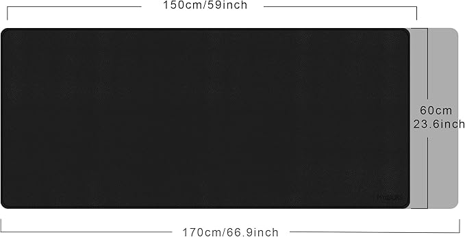 Mydours Extra Large 59 x 24 PU Leather Desk Pad Desk Mat for Keyboard &amp Mouse Premium Office Desk Protector with Stitched Border Waterproof Surface for Home Office &amp Gaming Setup (Black)