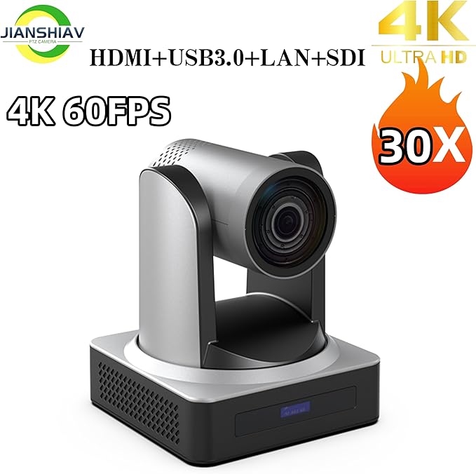 4K 60FPS NDI|HX3 PTZ Camera 12X/20X/30x Optical ZoomAI Auto-TrackingHDMI/USB3.0/SDI/IP Camera PTZ for Church Worship Education Events (JS730USH4K NDI)