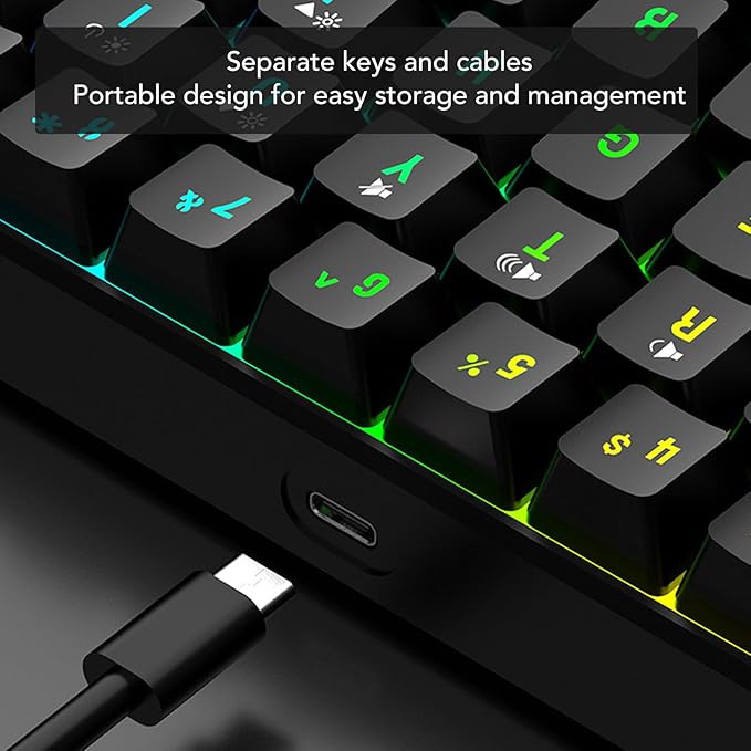 Wired Gaming Keyboard RGB Illuminated Keyboard with Mouse Multi Color LED Backlit for Tablet Laptop Mechanical Feel with Soft Sound Plug and Play (Black Center White Frame)