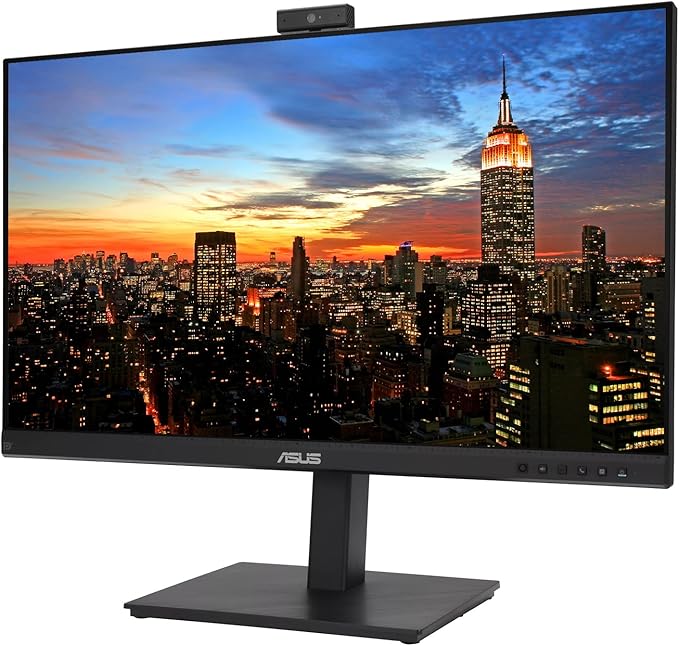 ASUS BE24EQK 24-inch 1080P FHD Frameless IPS Business Monitor 2-Pack Bundle with Full HD Webcam Mic Array Speakers DisplayPort HDMI Black