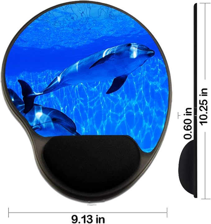 MSD Mousepad Wrist Rest Protected Mouse Pads Mat with Wrist Support Dolphins swims under The water and looking at The ca
