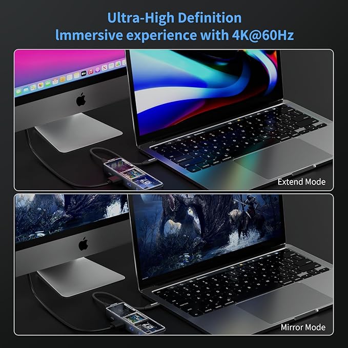 PHOTOOLEX USB C Hub(7 in 1) with HDMI Port 4K@60Hz 100w PD Power Delivery 3 USB-A 5Gbps Data Ports SD/TF Card Reader Desigend for MacBook Air MacBook Pro XPS and More