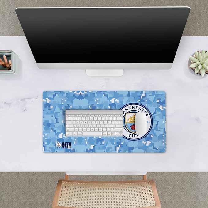 Head Case Designs Officially Licensed Manchester City Man City FC Blue Digital Camou Crest Logo 23.62 x 11.81 x 0.12 inches (600 x 300 mm) - L Gaming Office Desk PC Keyboard Mouse Mat Pad