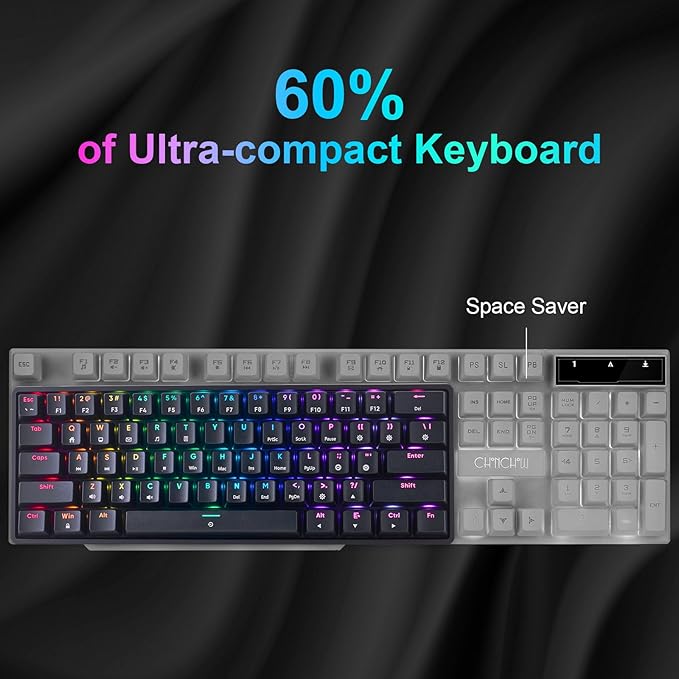 CHONCHOW Mechanical Keyboard 61 Keys Gaming RGB USB Wired Red Switch Programmable Ultra-Compact Keypad Compatible with Windows 7/8/10 iMac Xbox one X Ps4(Blackred Switch)