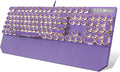 Camiysn Typewriter Style Mechanical Gaming Keyboard Purple Retro Punk Gaming Keyboard with White Backlit 104 Keys Blue Switch Wired Cute Keyboards Round Keycaps for Windows/Mac/PC