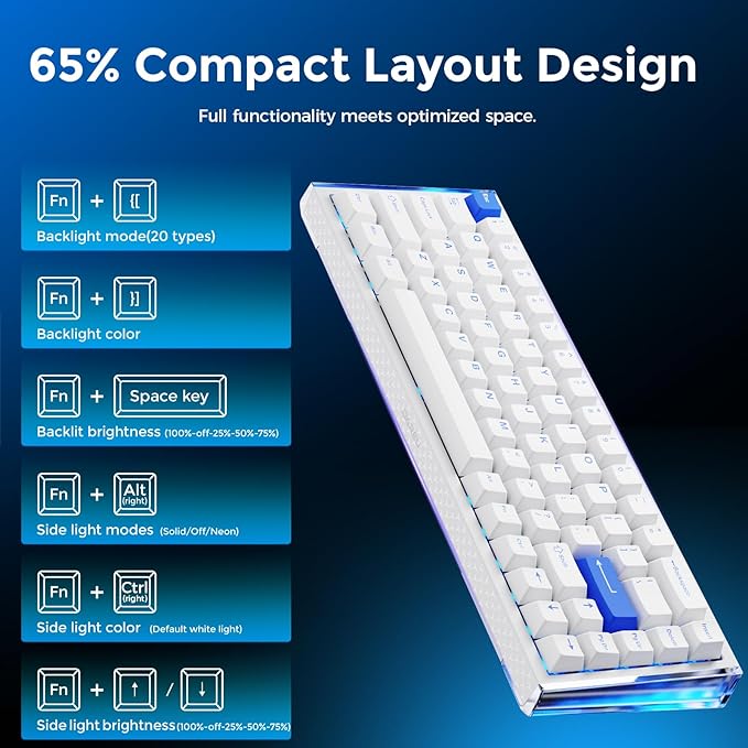 DAREU COOL68 60% Wired Gaming Keyboard Rapid Trigger Magnetic Switch Keyboard with 8000Hz Polling Rate Adjustable Actuation 0.1ms Latency SOCD Gasket Mount Hot swappable RGB Light