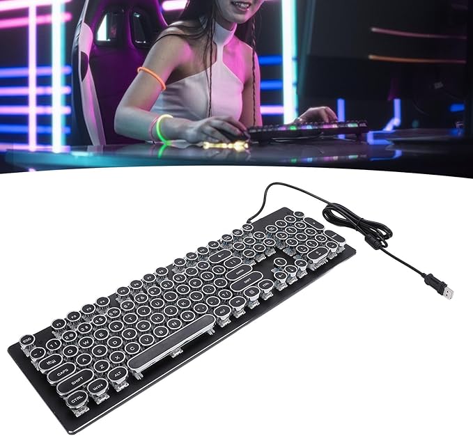 Vikye RGB Backlit Gaming Keyboard 104 Keys Blue Switch Mechanical Keyboard with Multimedia Shortcut Keys Ergonomic Design for 7 8 10 for OS X PC Laptop (Black)