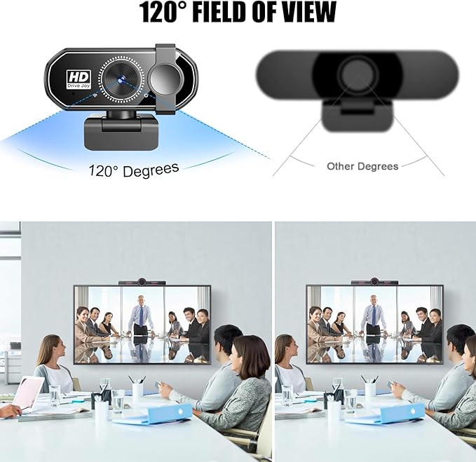 1080P Web Cam with Microphone Streaming Webcam with Privacy Cover 120° View Plug &amp Play Computer Camera for Windows/MacOS/Linux for Video Conferencing/Gaming/Conferences