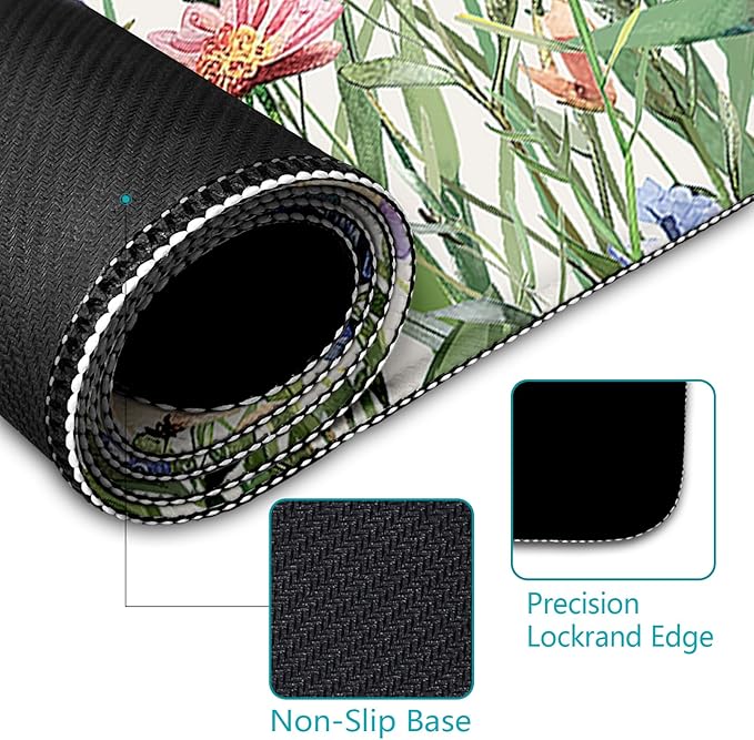 Flower Ergonomic Mouse Pad with Wrist Rest Large Gaming Computer Mouse Pad Wrist Support with Non-Slip Pain Relief PU Base Cute Office Desk Decor Accessories