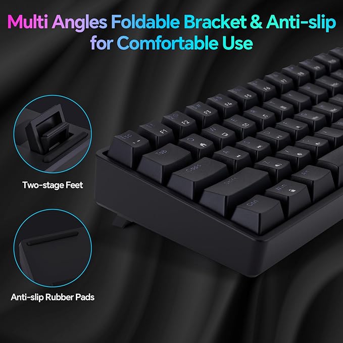 CHONCHOW Mechanical Keyboard 61 Keys Gaming RGB USB Wired Red Switch Programmable Ultra-Compact Keypad Compatible with Windows 7/8/10 iMac Xbox one X Ps4(Blackred Switch)